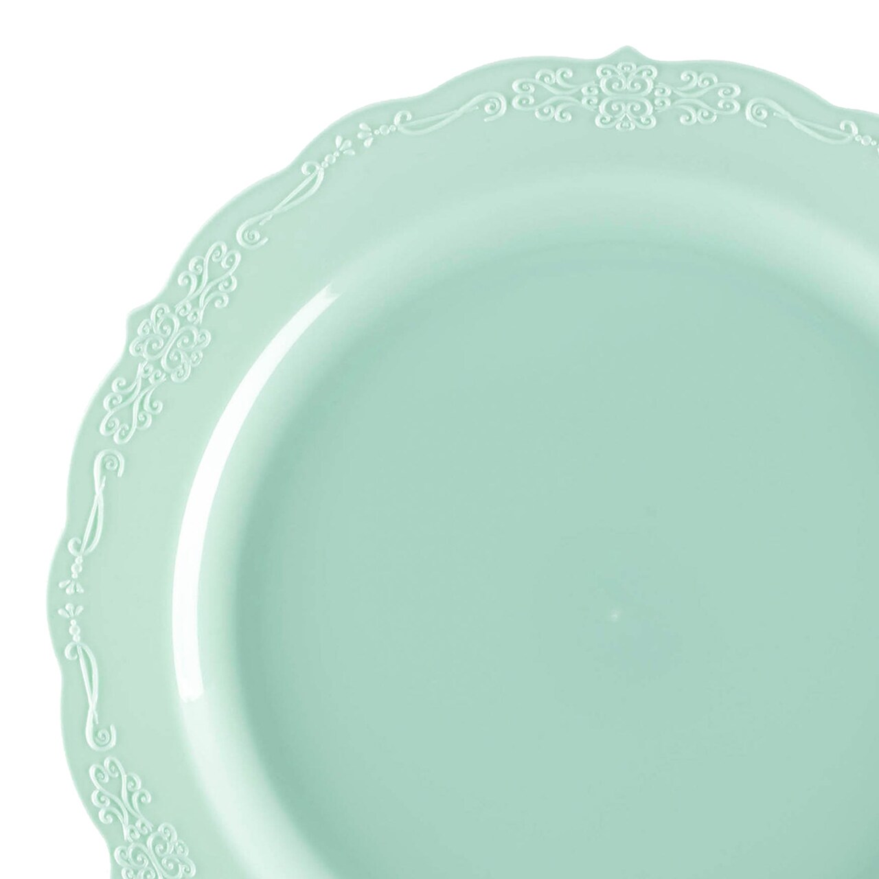 Turquoise Vintage Round Disposable Plastic Dinner Plates - 10" (120 Plates)